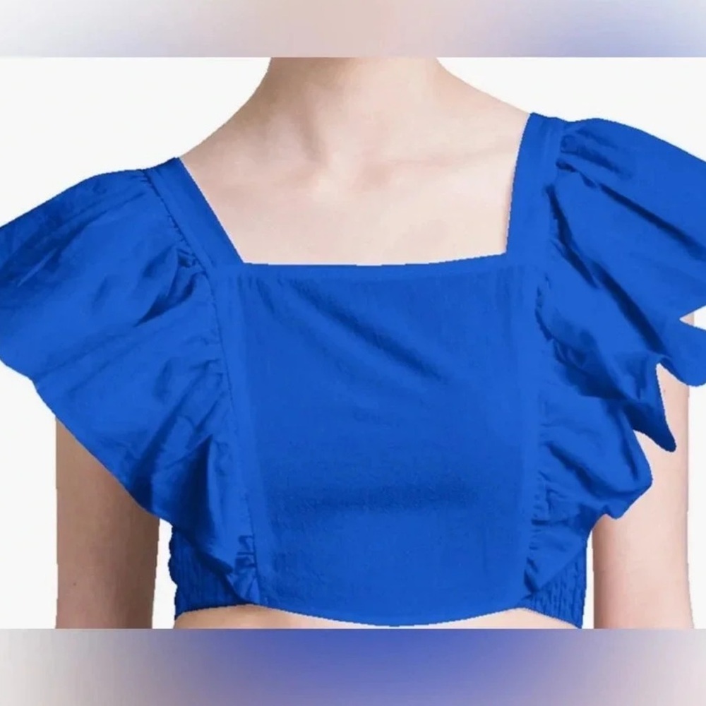 HT 360 Collective Blue Ruffled Women's Crop Top